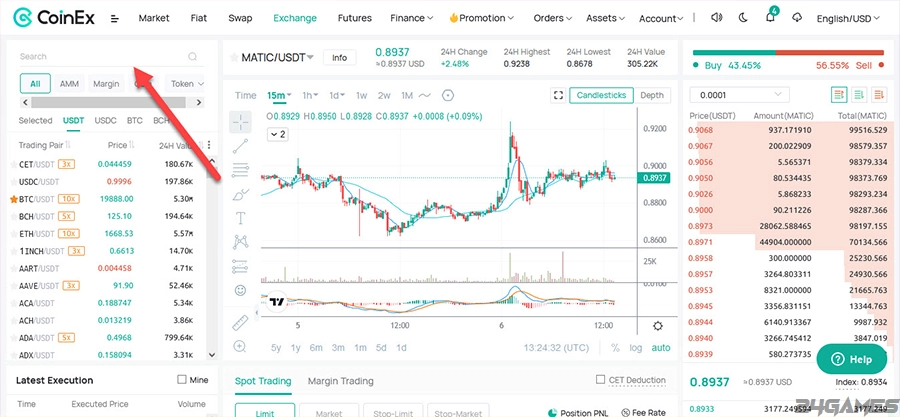 صرافی کوینکس، وب سایت 24گیمز